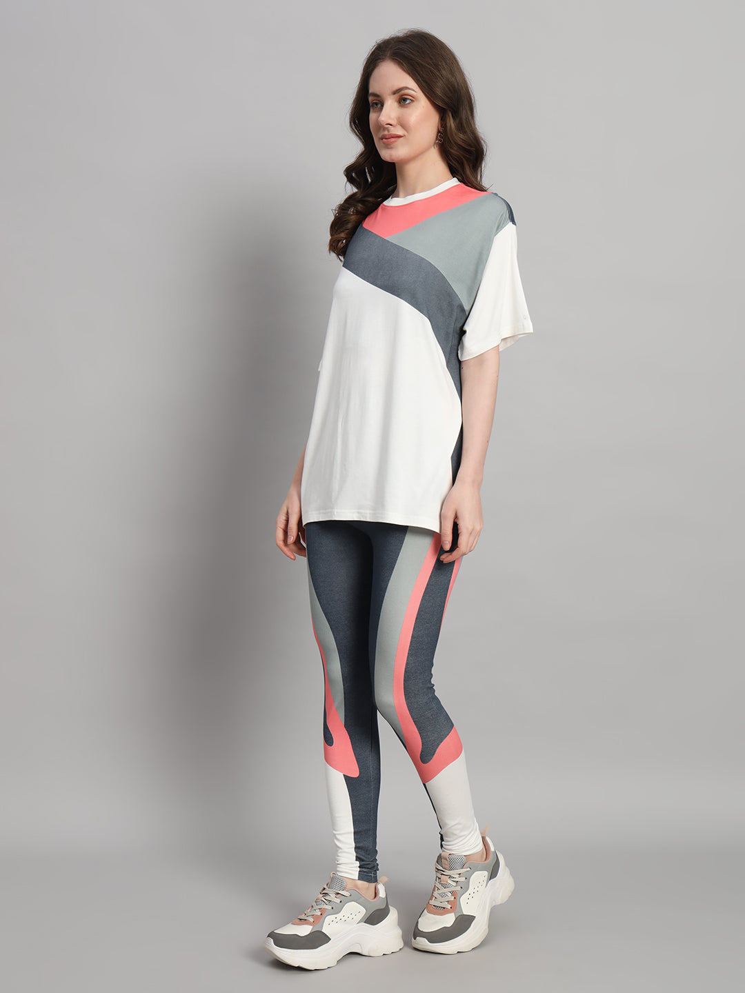 Salmon Colourblock Leggings Set