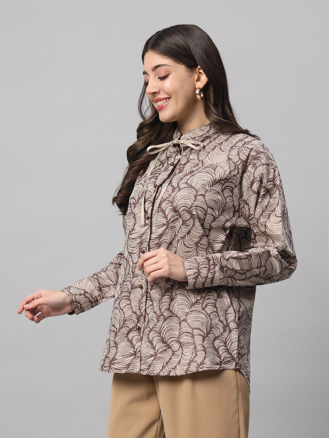 Beige All Over Printed Shirt