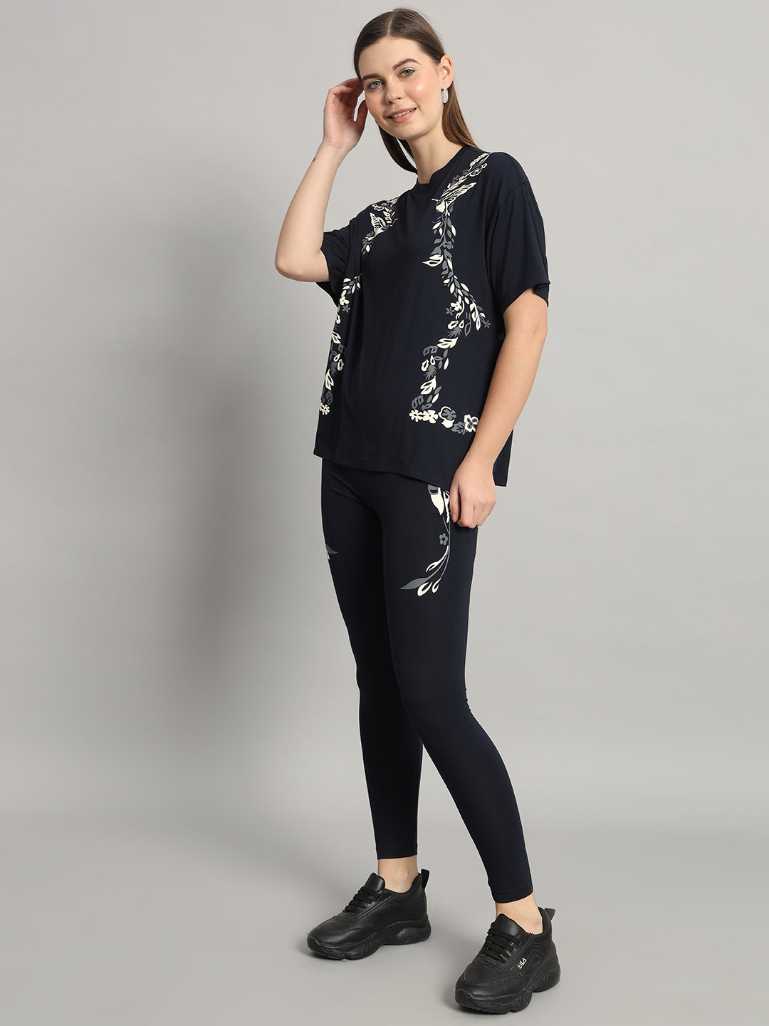 Navy Bird Print Leggings Set