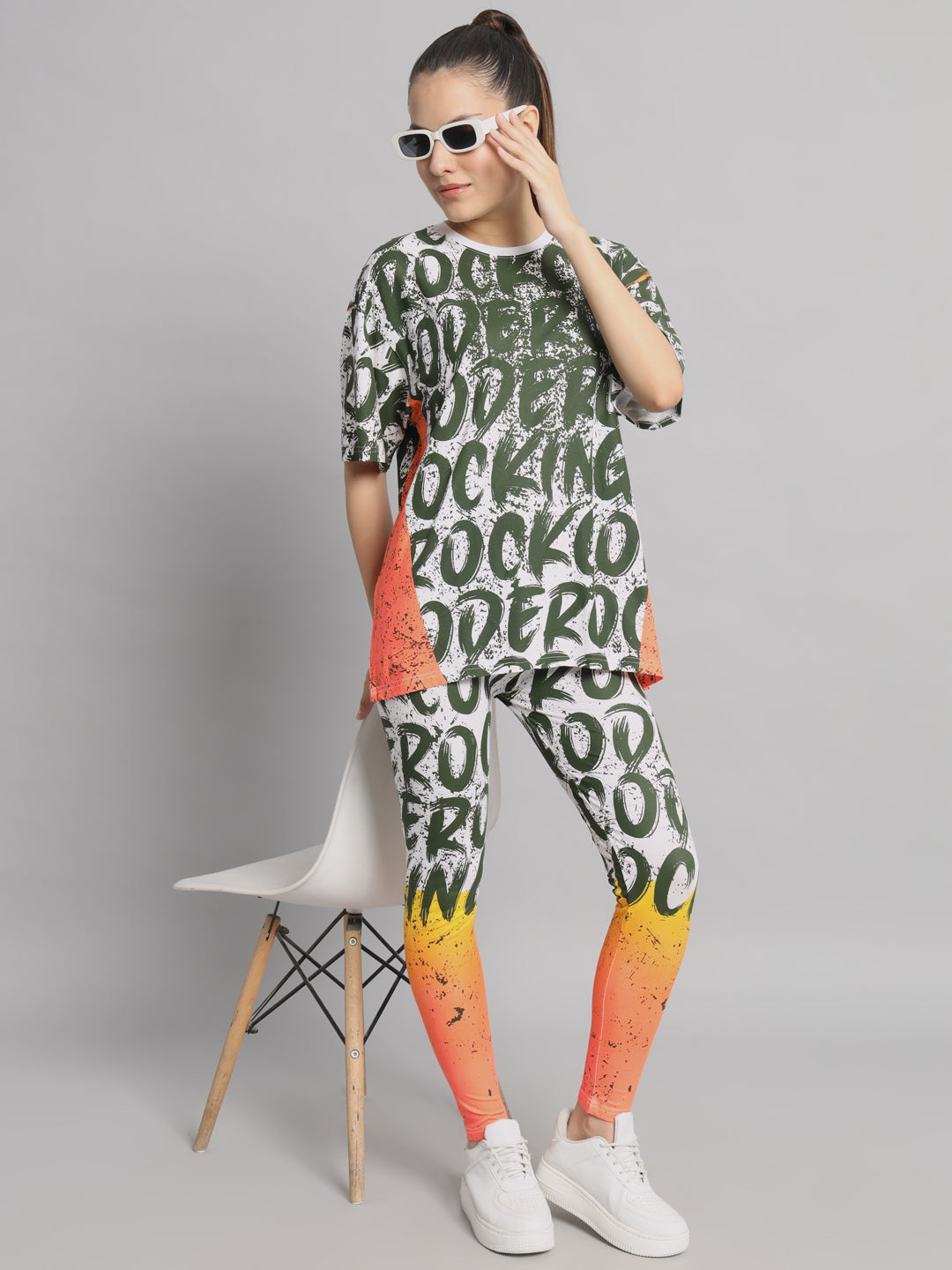 Crocodile rocking print leggings set