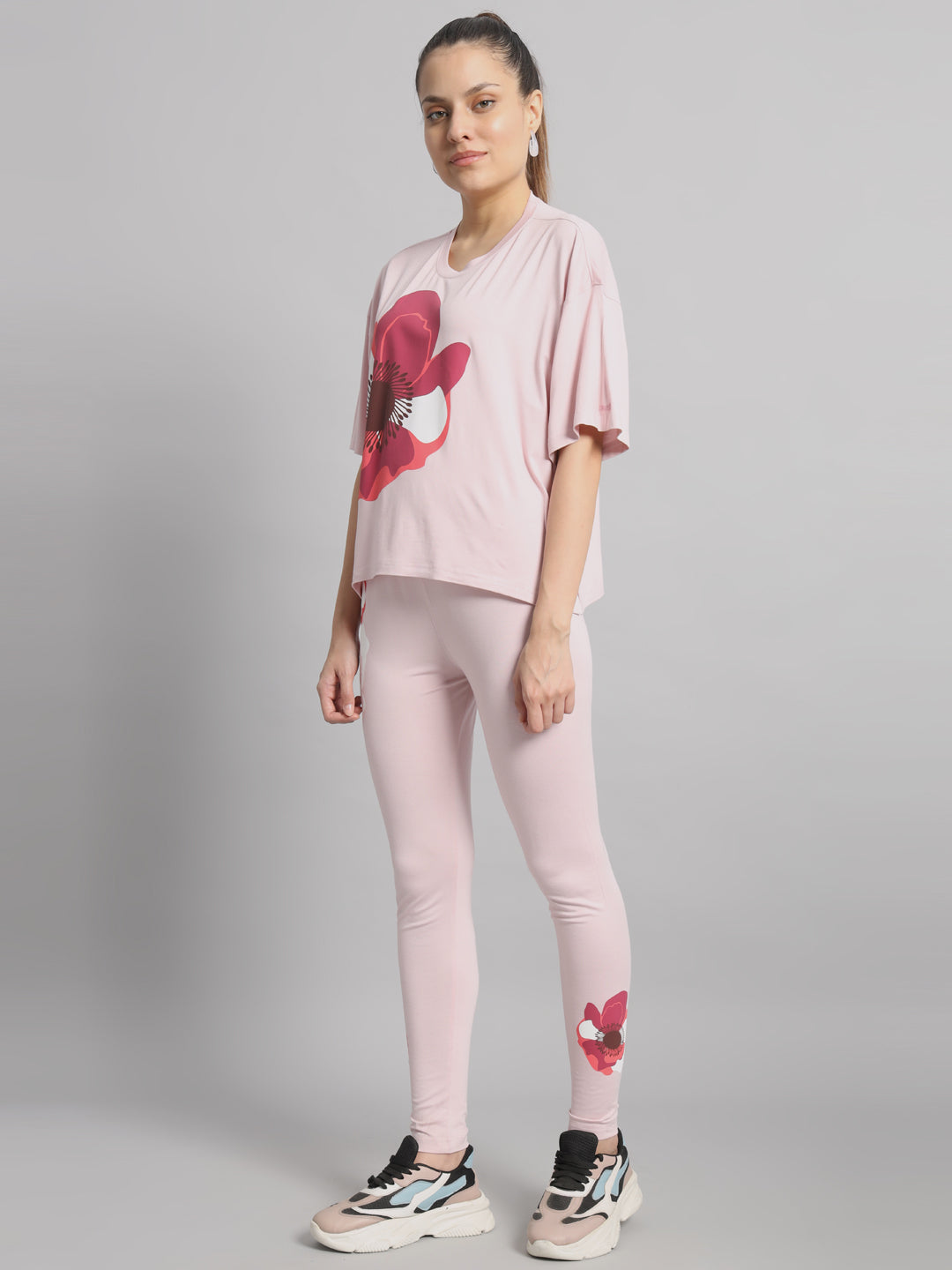 Flamingo poppy leggings set