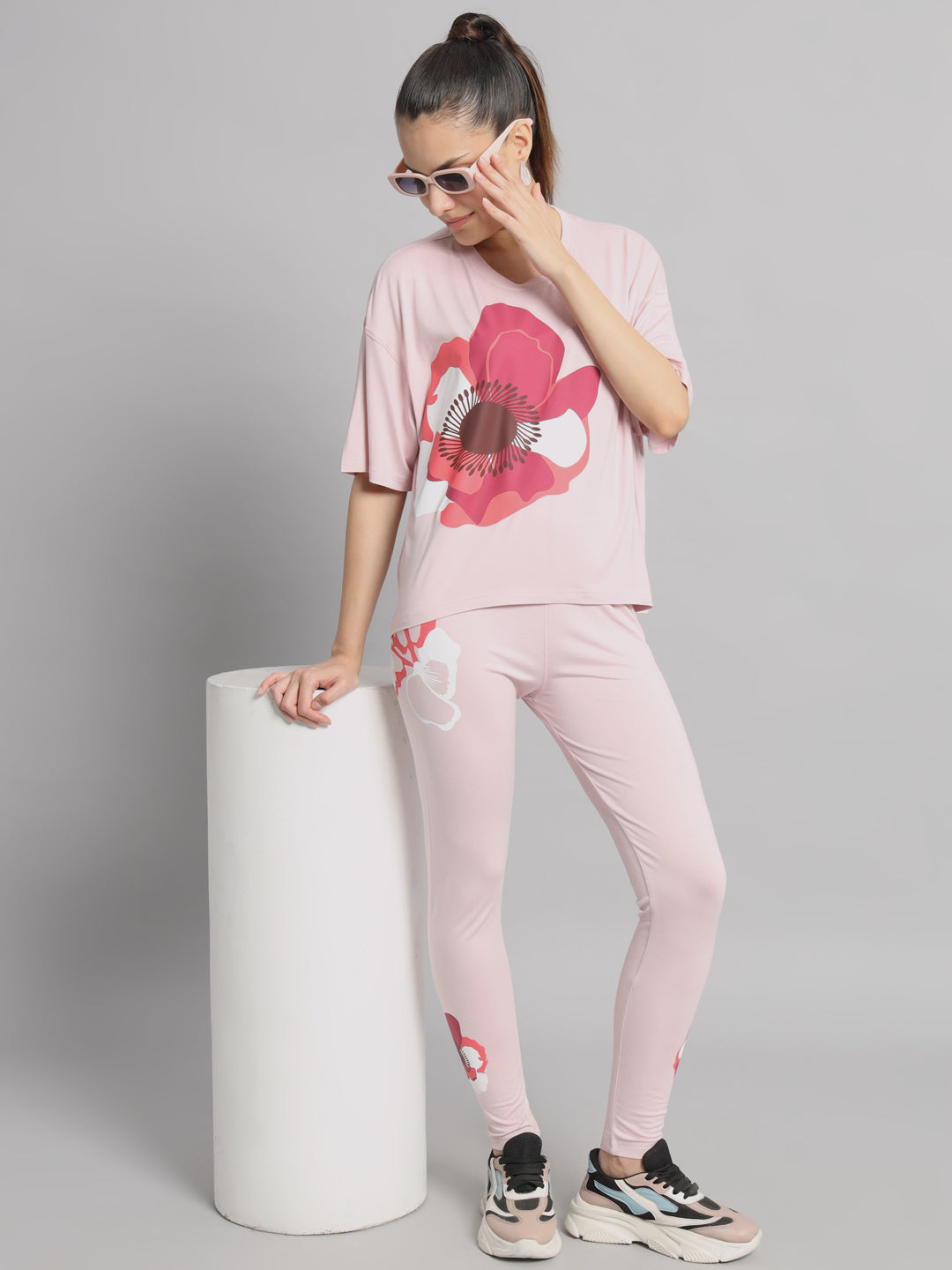 Flamingo poppy leggings set