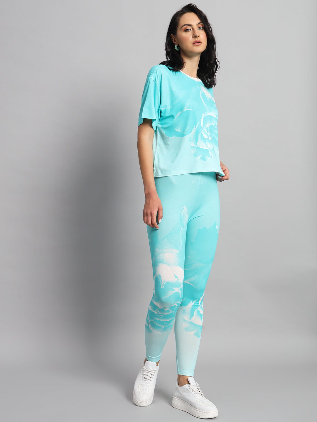 Turquoise rose leggings set