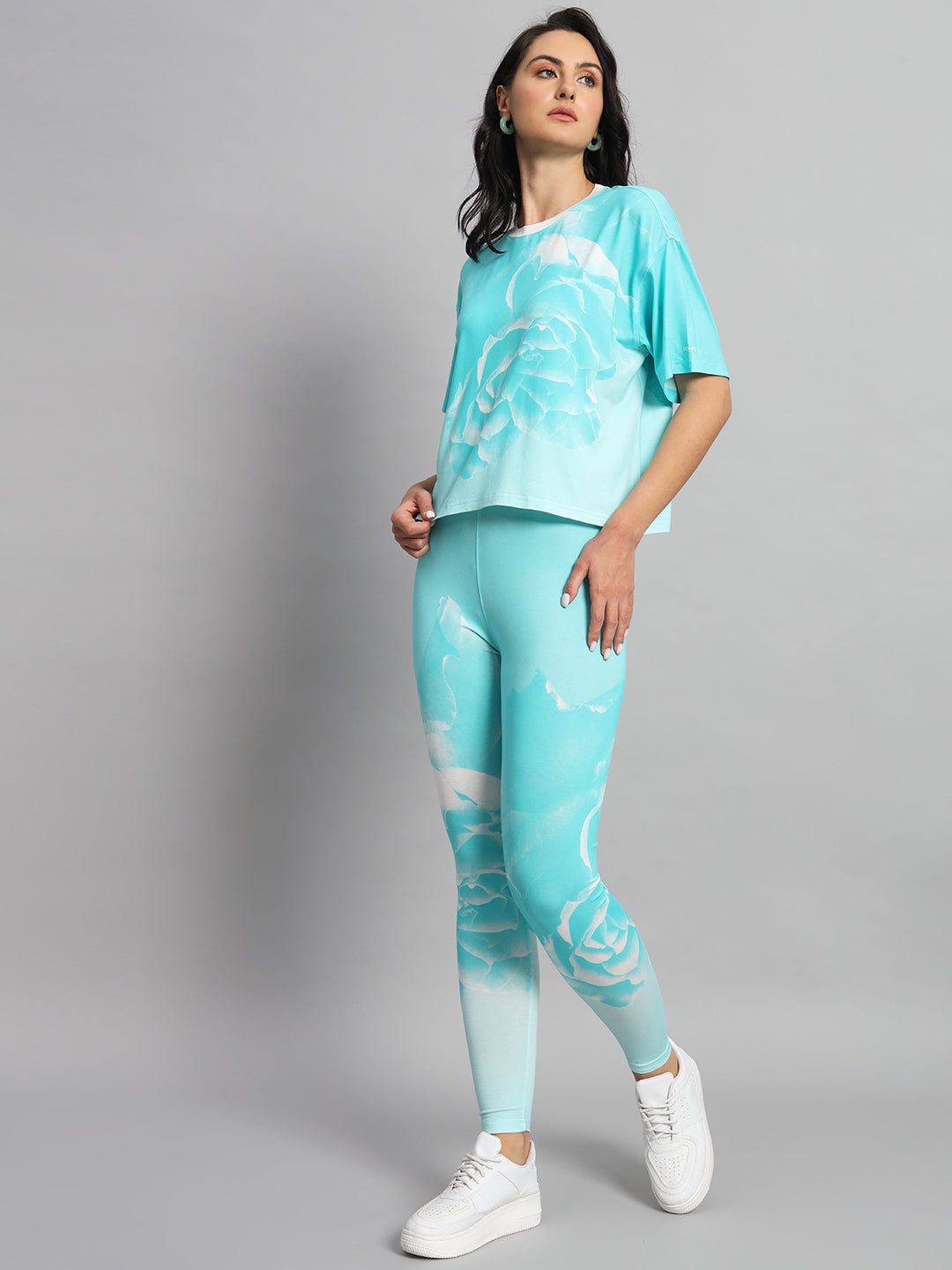 Turquoise rose leggings set