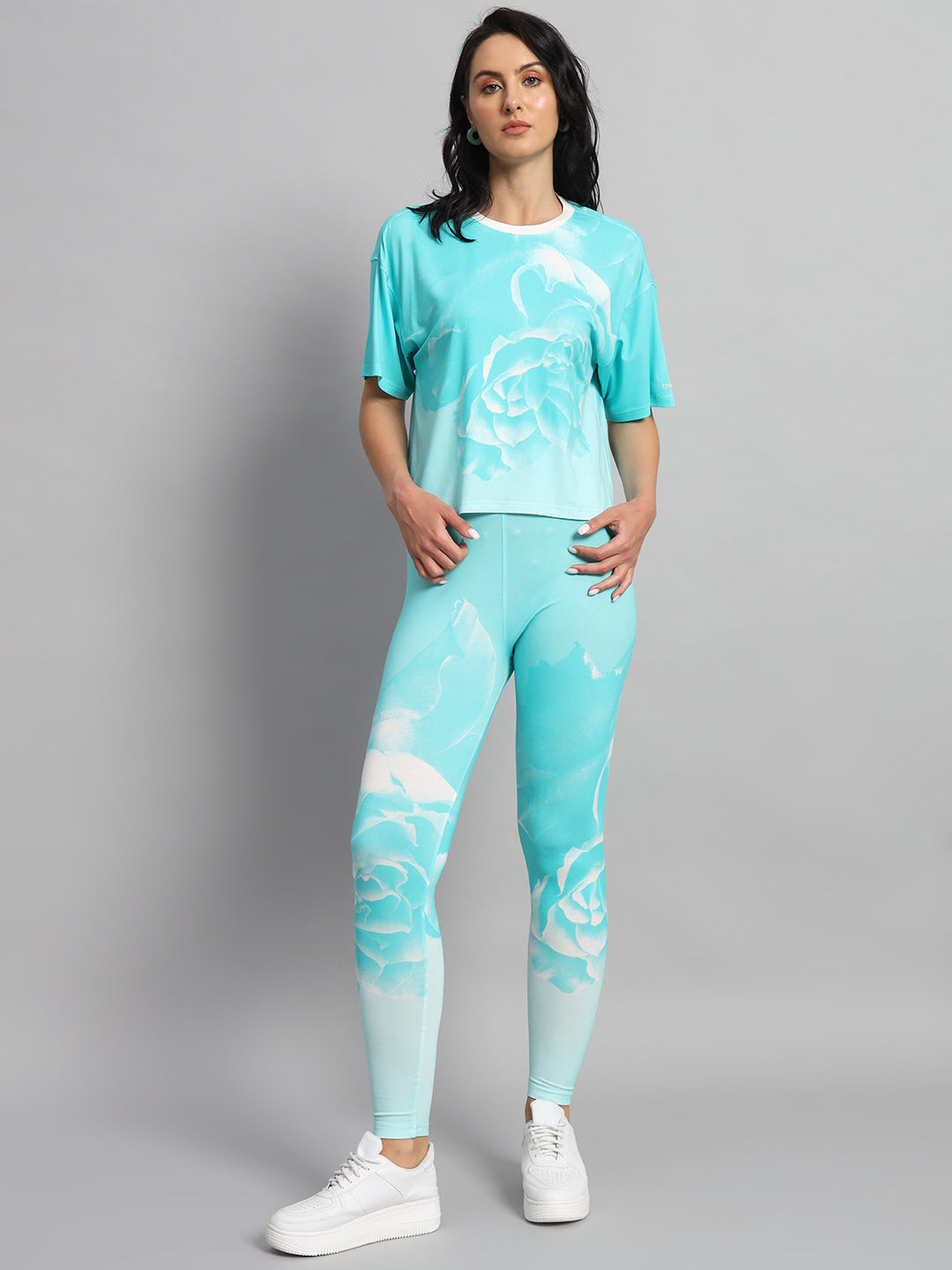 Turquoise rose leggings set