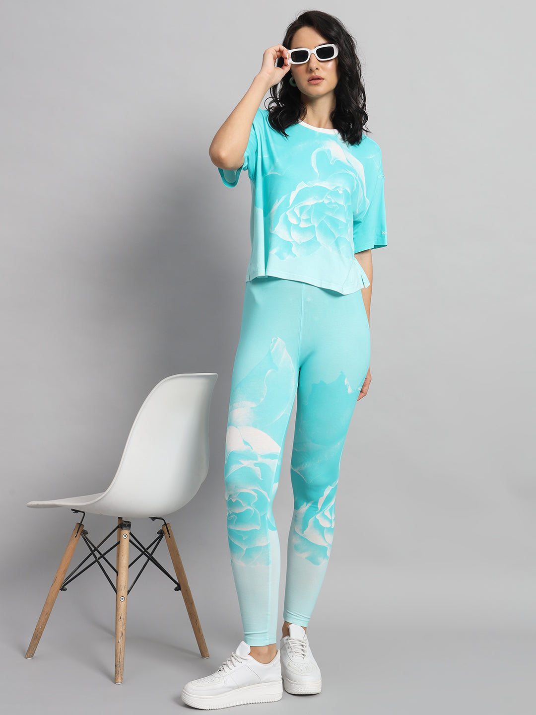 Turquoise rose leggings set