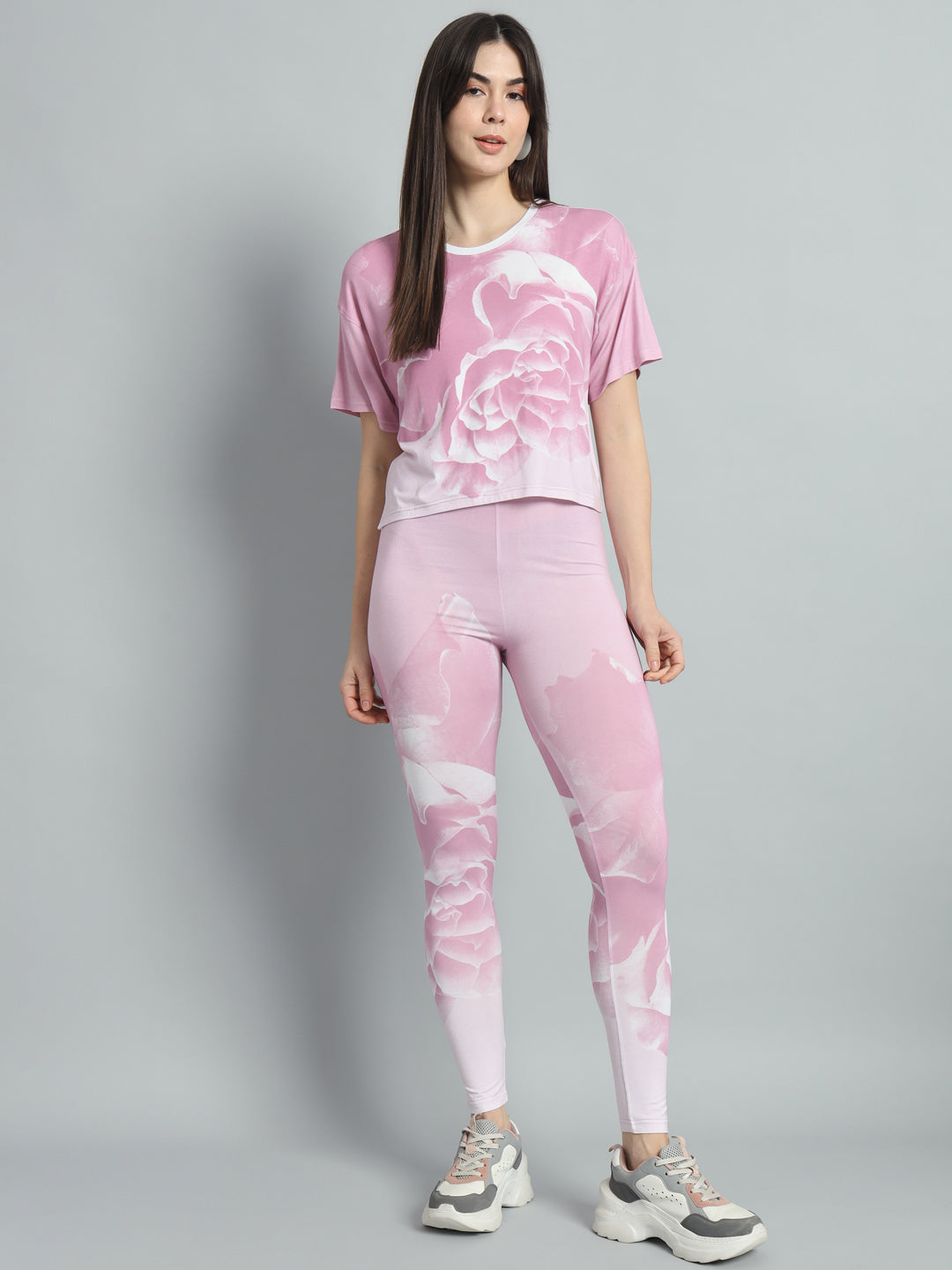 Pink rose leggings set