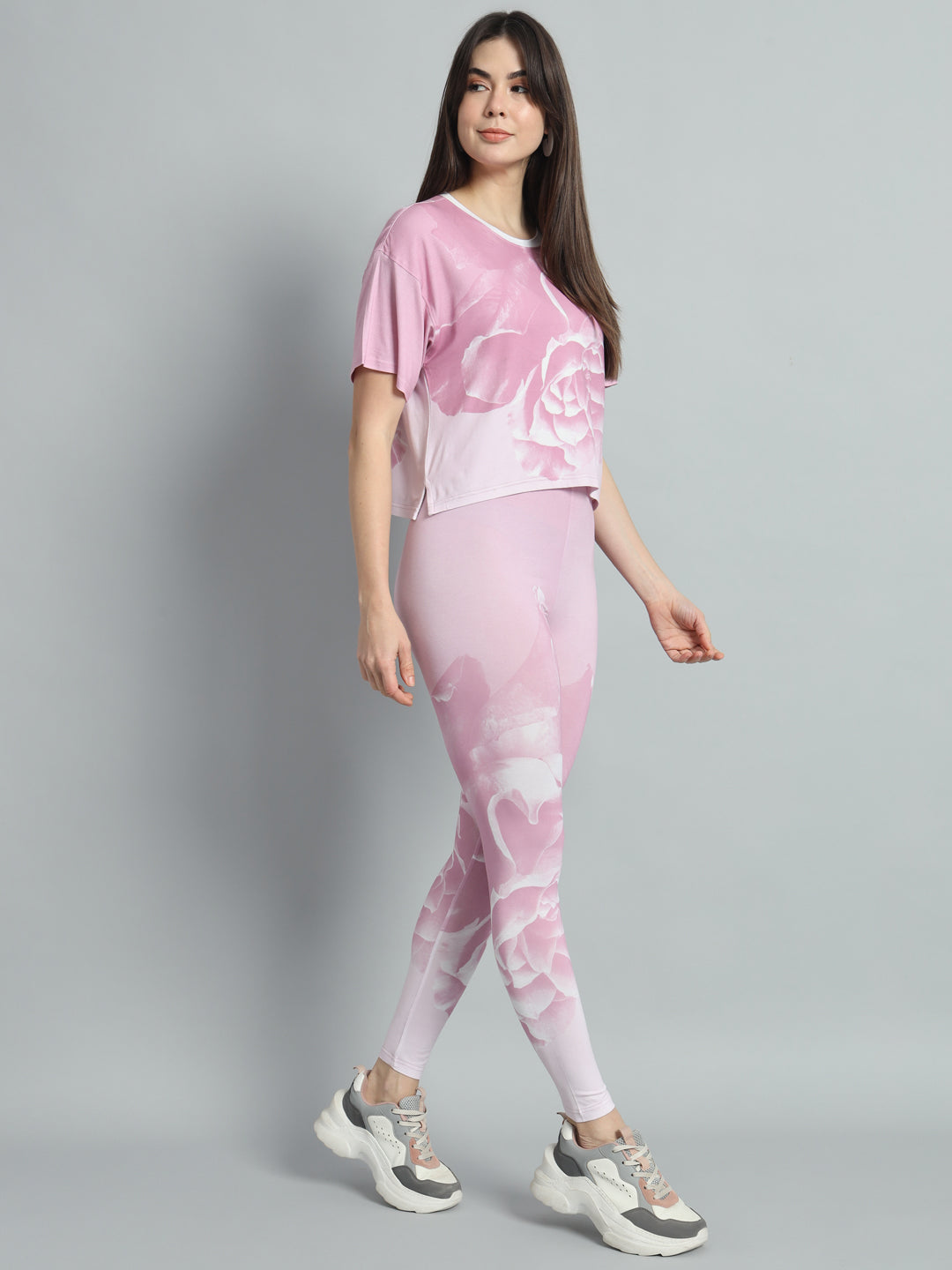 Pink rose leggings set