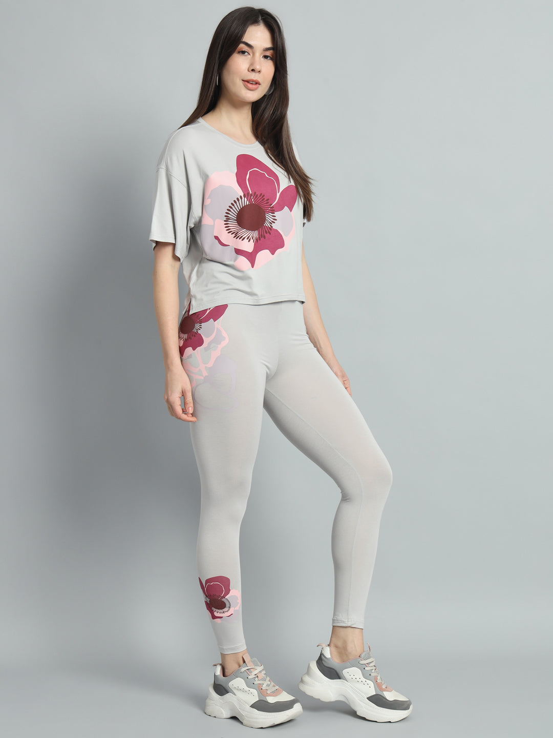 Cloud Grey Poppy Leggings Set