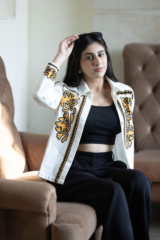 White premium flocked shirt