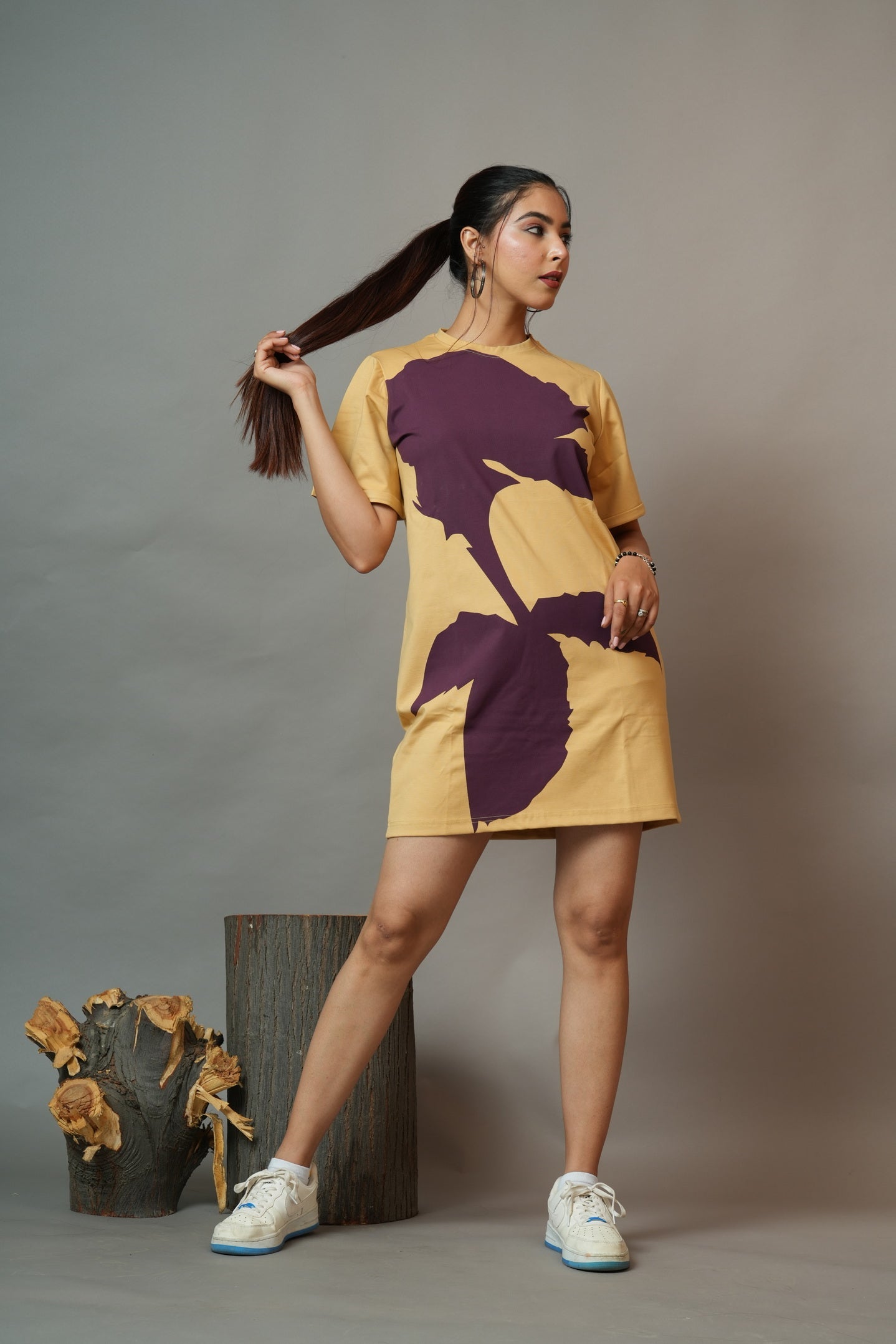 Yellow Blooming T-shirt Dress