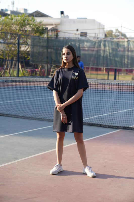 Navy Premium Foiled T-shirt Dress