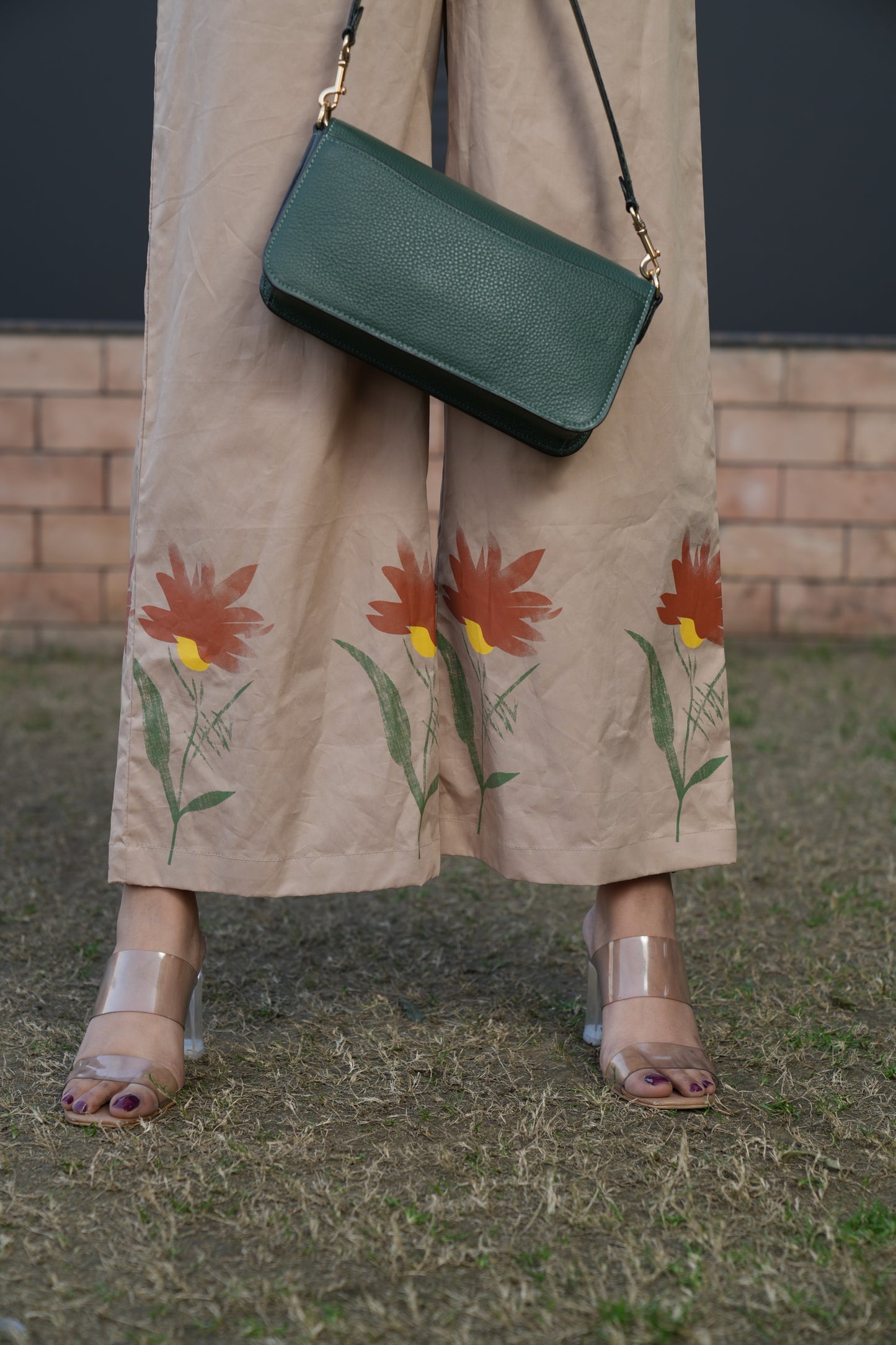 Beige Floral Print Jumpsuit