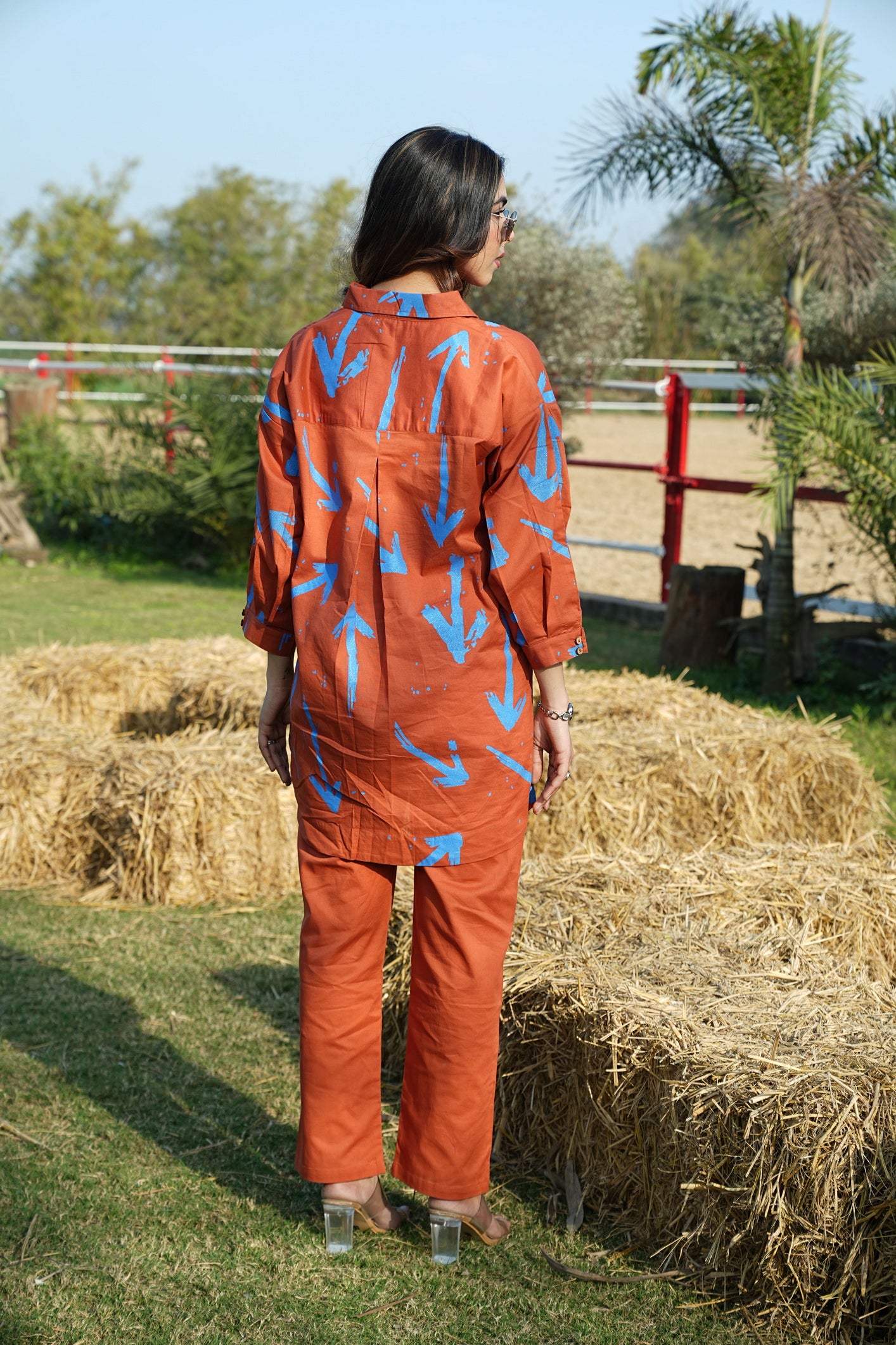 Pumpkin Orange Arrow Tunic With Pants